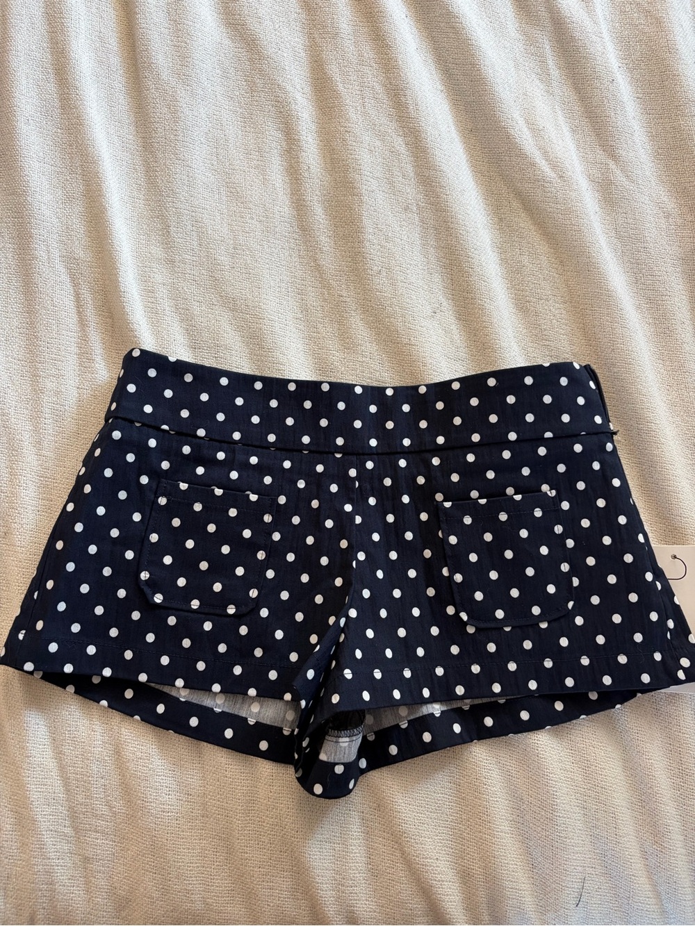 Zara Navy and White Polka Dot Low waist Shorts